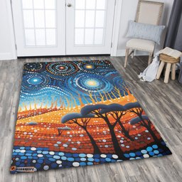 Australia Dreaming Aboriginal Area Rug - Aboriginal Culture Indigenous Land Dot Painting Art Inspired Area Rug