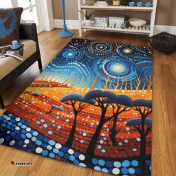 Australia Dreaming Aboriginal Area Rug - Aboriginal Culture Indigenous Land Dot Painting Art Inspired Area Rug