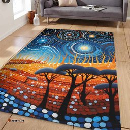 Australia Dreaming Aboriginal Area Rug - Aboriginal Culture Indigenous Land Dot Painting Art Inspired Area Rug