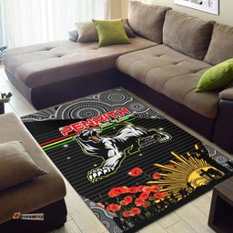 Penrith Panthers Anzac Rug - Penrith Panthers with Poppy Flower Art Rug