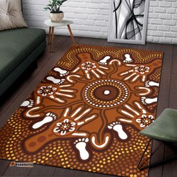 Australia Aboriginal Inspired Area Rug - Brown Aboriginal Inspired Hand Print Artwork