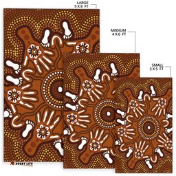 Australia Aboriginal Inspired Area Rug - Brown Aboriginal Inspired Hand Print Artwork