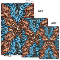 Australia Aboriginal Inspired Area Rug - River And Land Aboriginal Art Painting