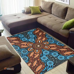 Australia Aboriginal Inspired Area Rug - River And Land Aboriginal Art Painting