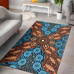 Australia Aboriginal Inspired Area Rug - River And Land Aboriginal Art Painting