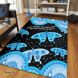 Australia Animals Aboriginal Area Rug - Your Wings Already Exist Aboriginal Blue Butterflies Art Inspired Area Rug