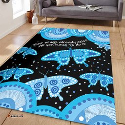 Australia Animals Aboriginal Area Rug - Your Wings Already Exist Aboriginal Blue Butterflies Art Inspired Area Rug