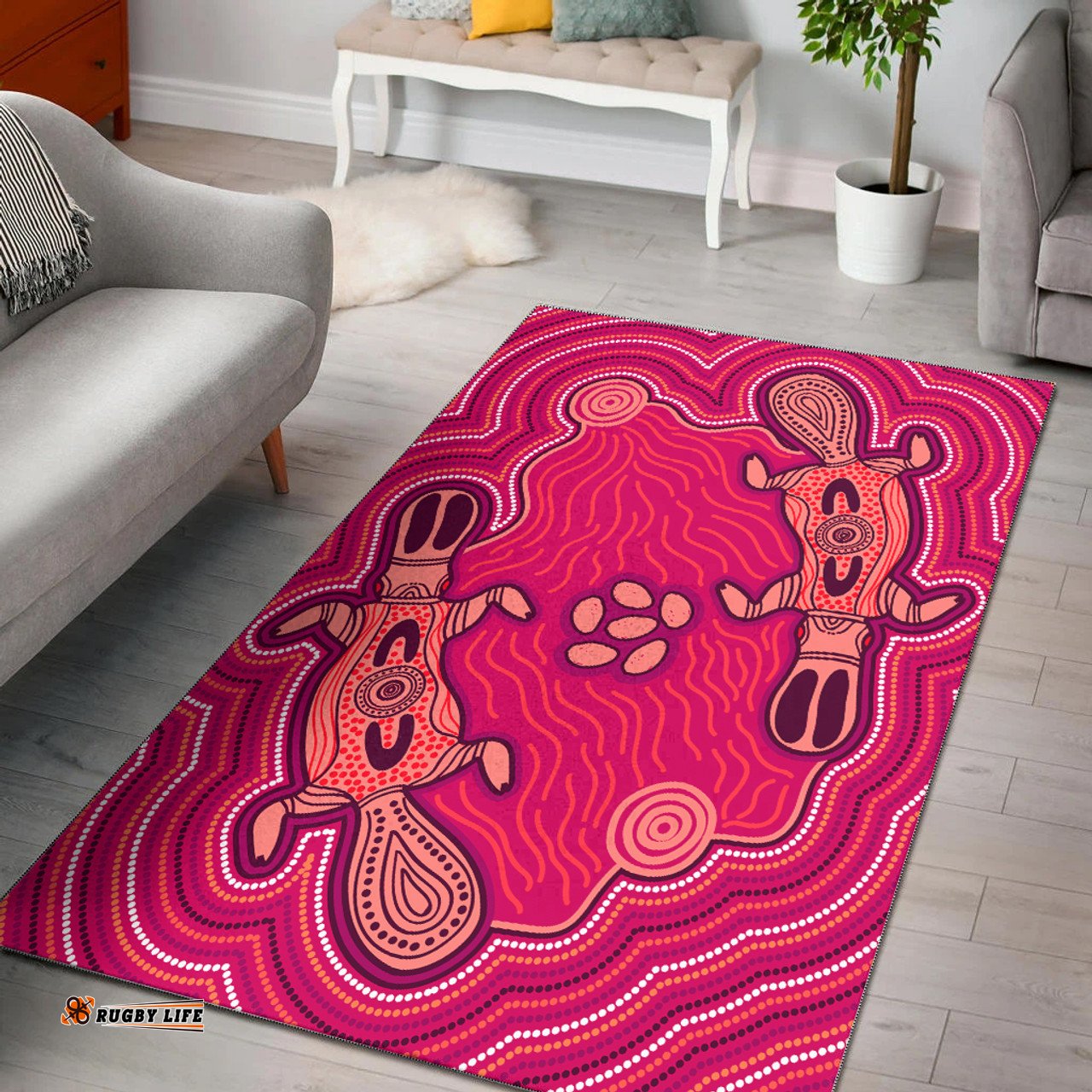 Australia Aboriginal Inspired Area Rug - Aboriginal Inspired platypus art background