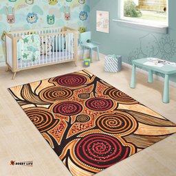 Australia Aboriginal Inspired Area Rug - Indigenous Tree Aboiginal Inspired Dot Painting Style