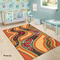 Australia Aboriginal Inspired Area Rug - Indigenous Art Aboriginal Inspired Dot Painting Style 2