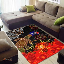 Australia Naidoc Week Area Rug - Naidoc Week with Australia Flag and Aboriginal Inspired Dot Pattern Rug