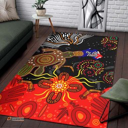 Australia Naidoc Week Area Rug - Naidoc Week with Australia Flag and Aboriginal Inspired Dot Pattern Rug