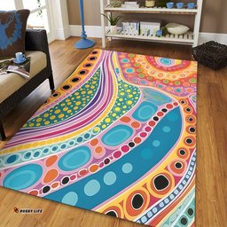 Australia Aboriginal Area Rug - Aboriginal Colourful Dots Art Inspired Area Rug