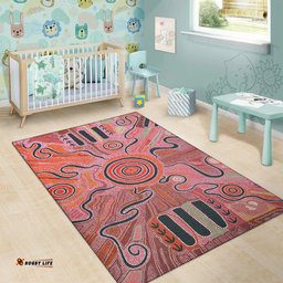Australia Aboriginal Inspired Area Rug - Indigenous Footprint Landscape