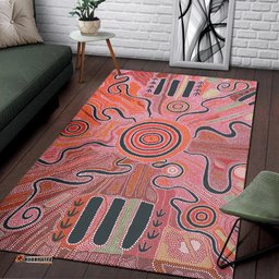 Australia Aboriginal Inspired Area Rug - Indigenous Footprint Landscape