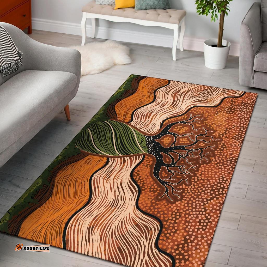 aboriginal area rug indigenous tree tee aussie