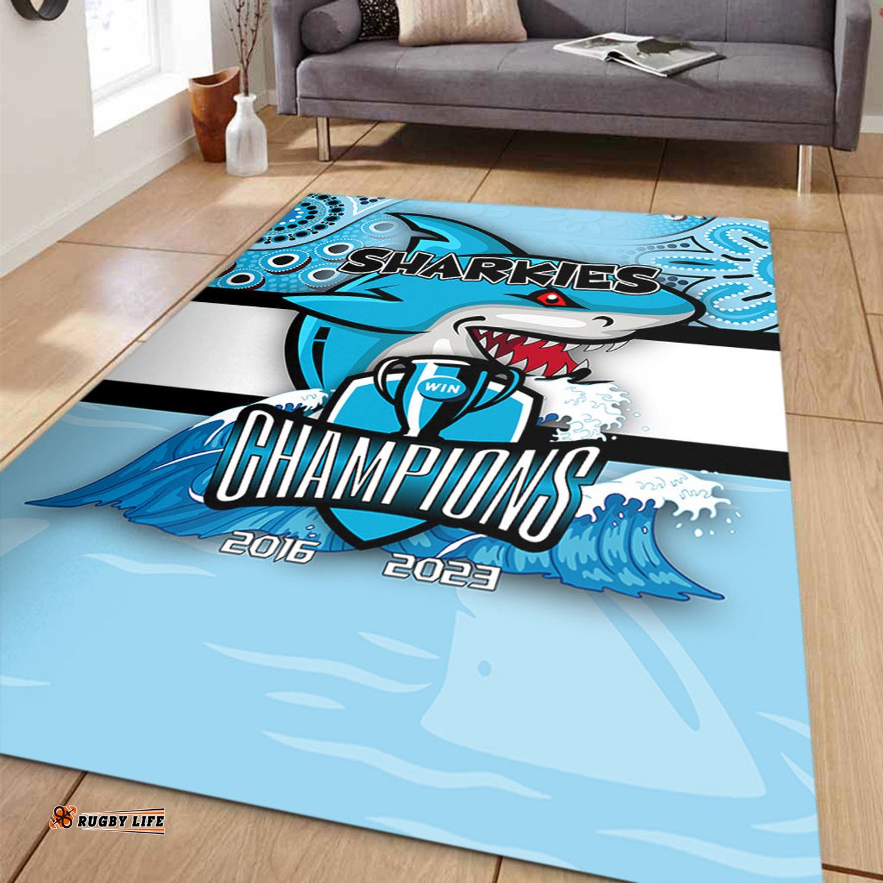 Cronulla-Sutherland Sharks Area Rug Talent Win Games But Teamwork And Intelligence Win Championships With Aboriginal Style