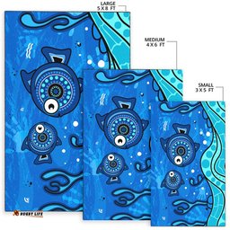 Australia Aboriginal Inspired Area Rug - Aboriginal Inspired dot art painting with fish underwater concept