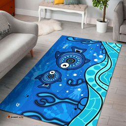 Australia Aboriginal Inspired Area Rug - Aboriginal Inspired dot art painting with fish underwater concept