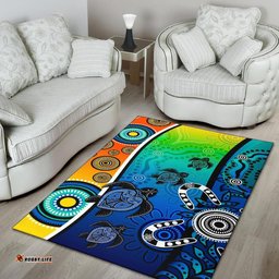 Australia Aboriginal Inspired Area Rug - Indigenous Turtle Dot Painting Art