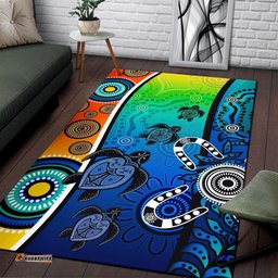 Australia Aboriginal Inspired Area Rug - Indigenous Turtle Dot Painting Art