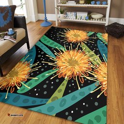 Australia Flowers Aboriginal Area Rug - Australian Yellow Hakea Flower Art Area Rug