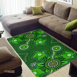 Australia Aboriginal Inspired Area Rug - Aboriginal Inspired dot green painting with turtle