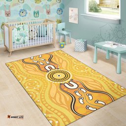Australia Aboriginal Inspired Area Rug - Aboriginal Yellow Color Dot Art Vector Background