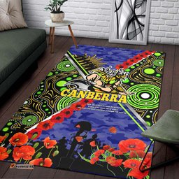 Canberra Raiders Anzac Flag Area Rug - Canberra Raiders with Anzac Day Poppy Flower Area Rug