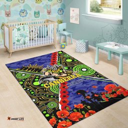 Canberra Raiders Anzac Flag Area Rug - Canberra Raiders with Anzac Day Poppy Flower Area Rug