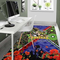 Canberra Raiders Anzac Flag Area Rug - Canberra Raiders with Anzac Day Poppy Flower Area Rug