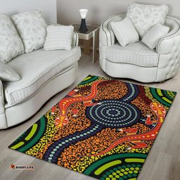 Australia Area Rug - Aboriginal Inspired Two Lizards Dot Painting Circle