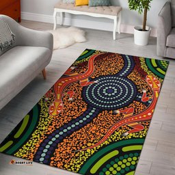 Australia Area Rug - Aboriginal Inspired Two Lizards Dot Painting Circle