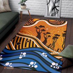 Australia Aboriginal Inspired Area Rug - Boab Tree Dot Painting Art Vero2