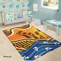 Australia Aboriginal Inspired Area Rug - Boab Tree Dot Painting Art Vero2