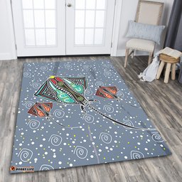 Australia Aboriginal Area Rug - Stingray Art In Aboriginal Dot Style Inspired Area Rug