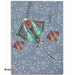 Australia Aboriginal Area Rug - Stingray Art In Aboriginal Dot Style Inspired Area Rug