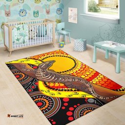 Australia Area Rug - Australian Aboriginal Inspired Dot Painting Sun and Lizard