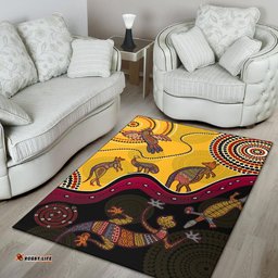 Australia Aboriginal Inspired Area Rug - Indigenous Animals Life Art