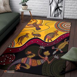 Australia Aboriginal Inspired Area Rug - Indigenous Animals Life Art