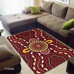 Australia Aboriginal Inspired Area Rug - Foots Print Aboiginal Inspired Dot Painting Style