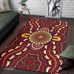 Australia Aboriginal Inspired Area Rug - Foots Print Aboiginal Inspired Dot Painting Style