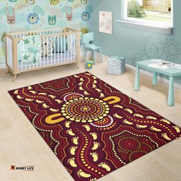Australia Aboriginal Inspired Area Rug - Foots Print Aboiginal Inspired Dot Painting Style