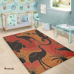 Australia Aboriginal Area Rug - Aboriginal Dot Art With Animals Area Rug