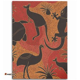 Australia Aboriginal Area Rug - Aboriginal Dot Art With Animals Area Rug