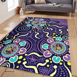 Australia Aboriginal Area Rug - Purple Painting With Aboriginal Inspired Dot Area Rug