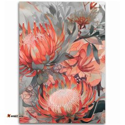 Australia Waratah Area Rug - Red Orange Waratah Flowers Art Area Rug