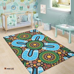 Australia Aboriginal Inspired Area Rug - Green Aboriginal Connection Artwork