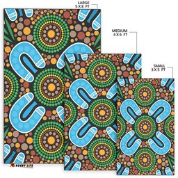 Australia Aboriginal Inspired Area Rug - Green Aboriginal Connection Artwork