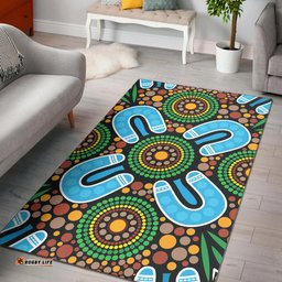 Australia Aboriginal Inspired Area Rug - Green Aboriginal Connection Artwork